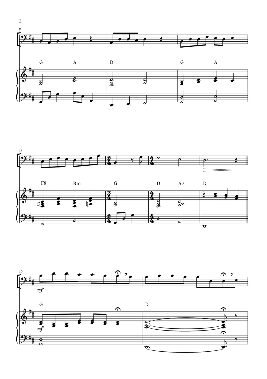 When She Loved Me Double Bass scores gallery preview page 2