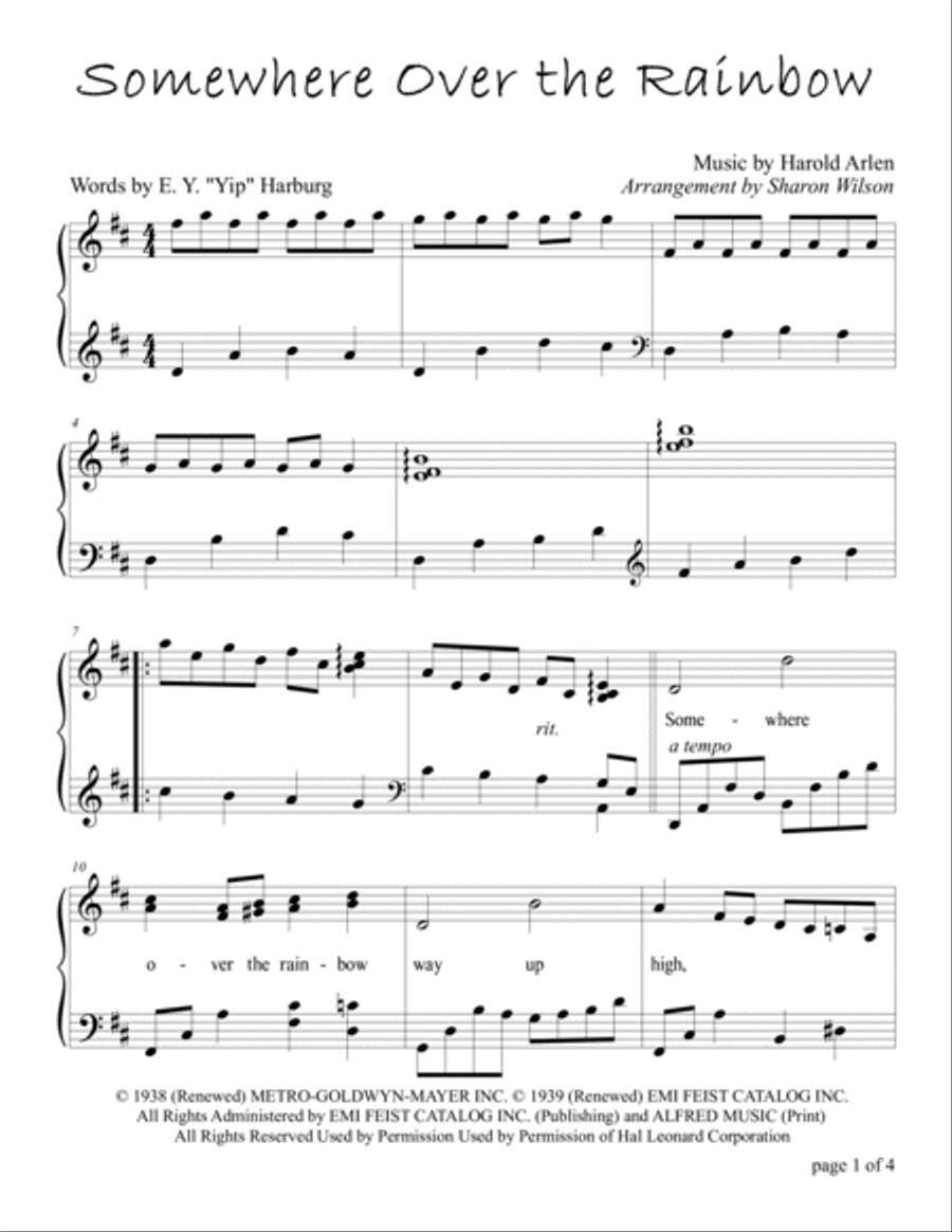 Over The Rainbow Piano Solo scores gallery preview page 3