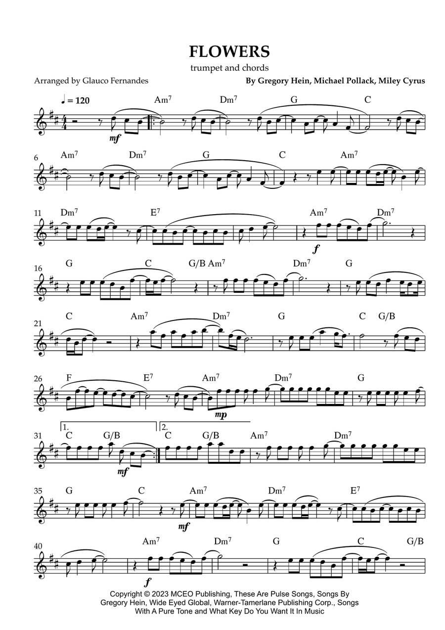 Flowers B-Flat Trumpet scores gallery preview page 1