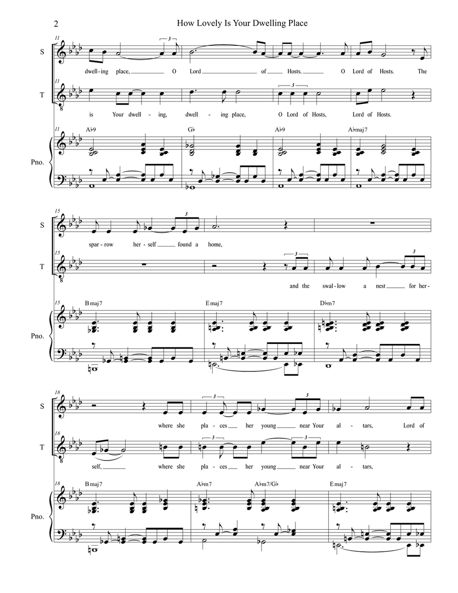 How Lovely Is Your Dwelling Place (2-part choir - (Soprano and Tenor) 2-Part scores gallery preview page 2