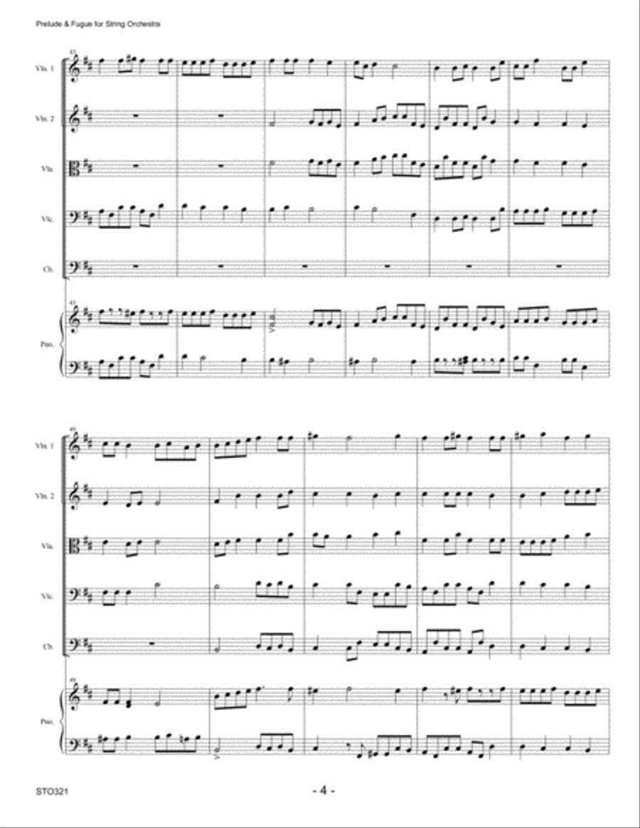PRELUDE & FUGUE (Bach) for Intermediate STRING ORCHESTRA with Piano Accompaniment String Orchestra scores gallery preview page 4