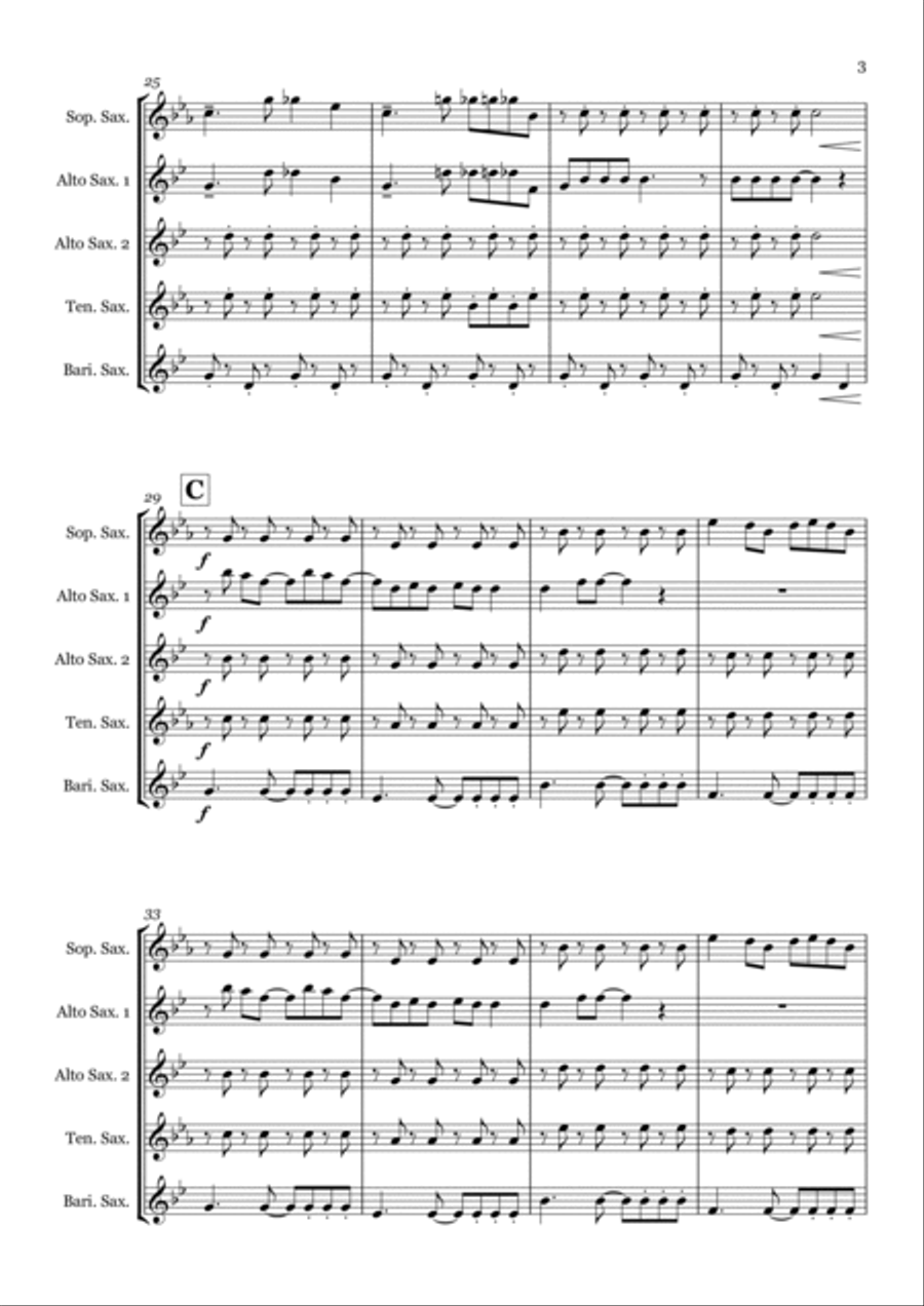 Poker Face Poker Face Saxophone Quintet scores gallery preview page 3