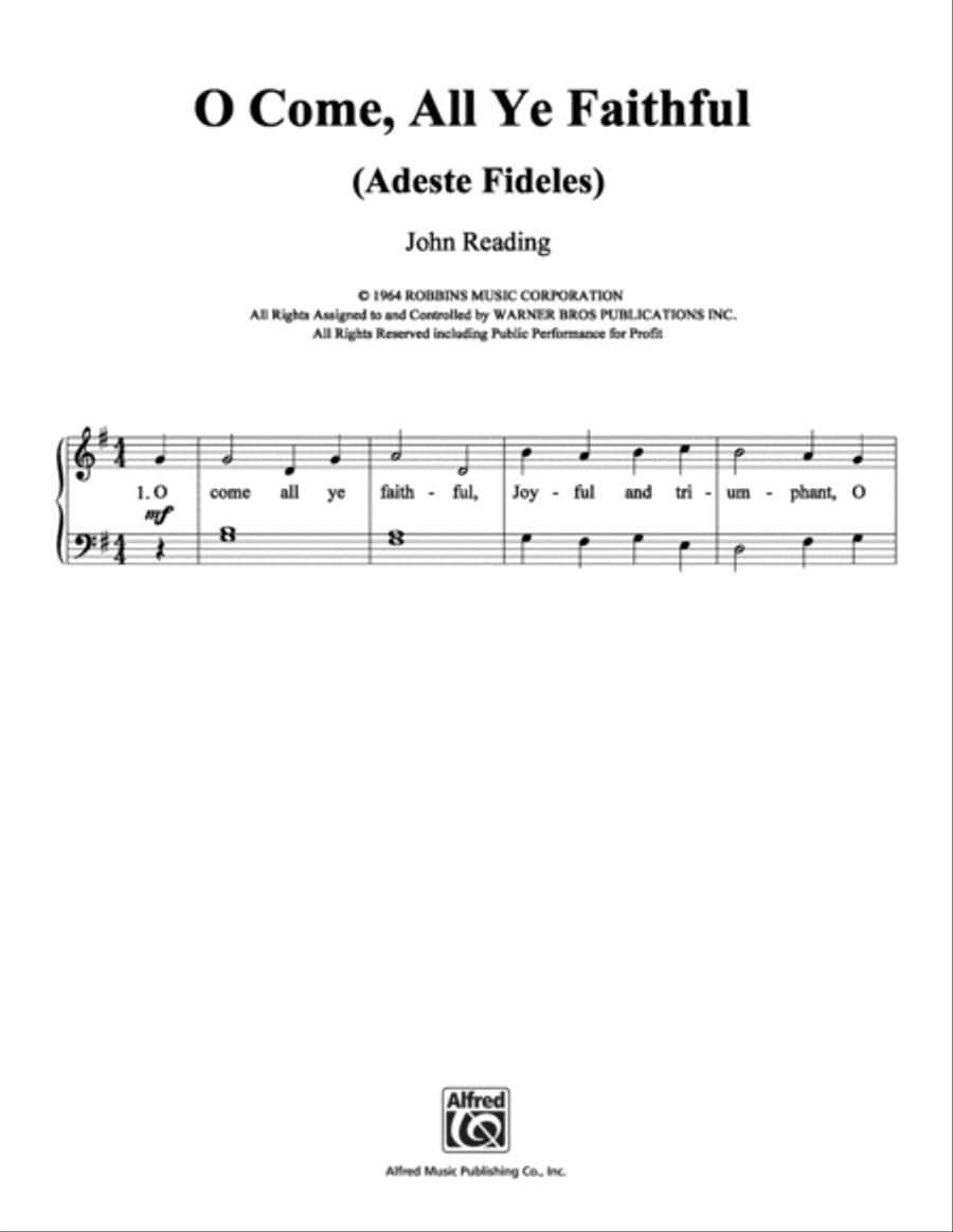 O Come, All Ye Faithful Piano, Vocal, Guitar scores gallery preview page 1