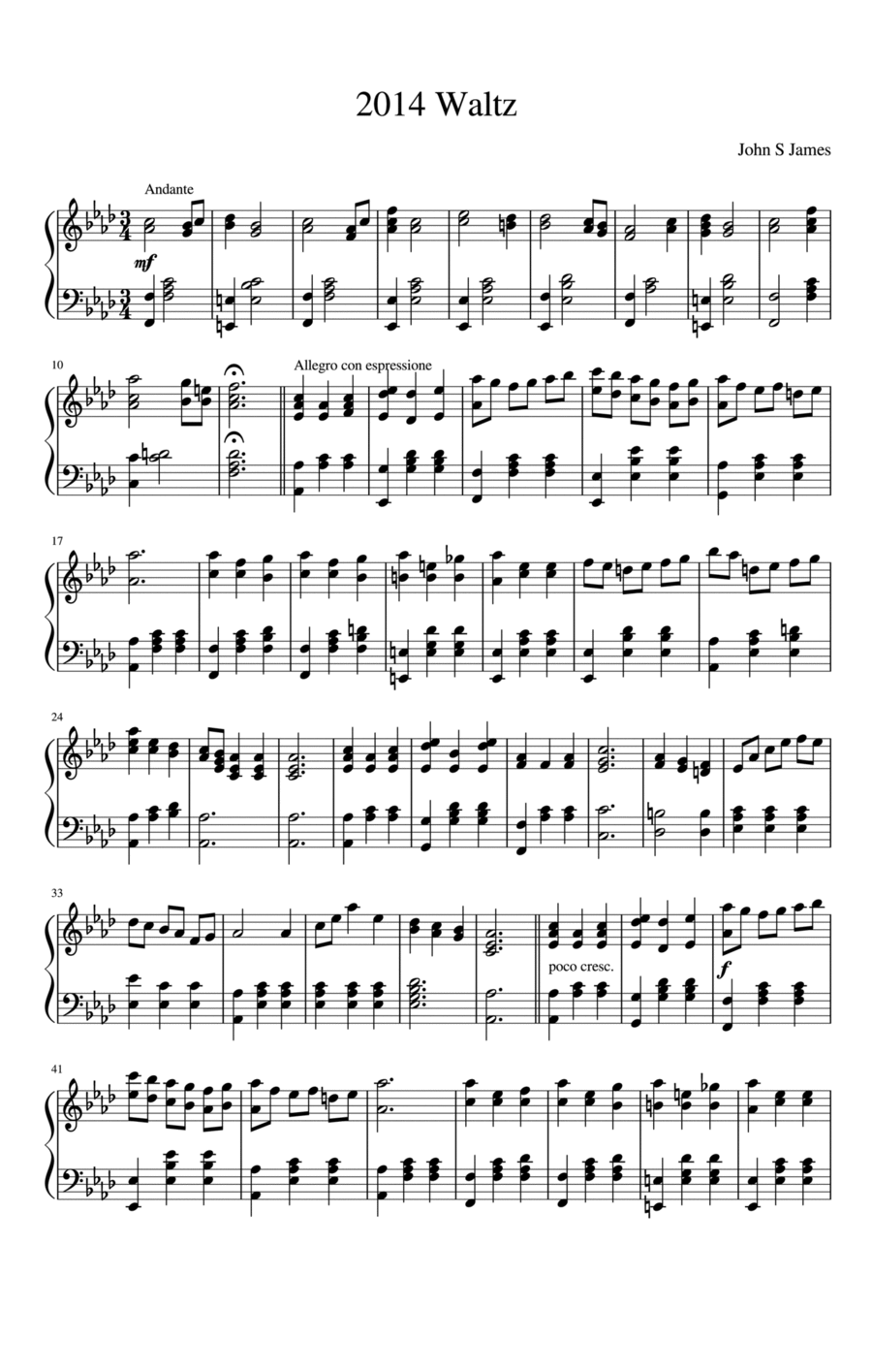 2014 Waltz 2014 Waltz Piano Solo scores gallery preview page 1
