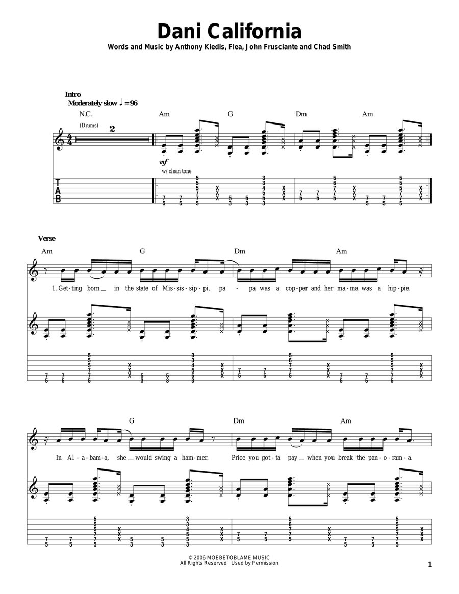 Dani California Dani California Acoustic Guitar scores gallery preview page 1