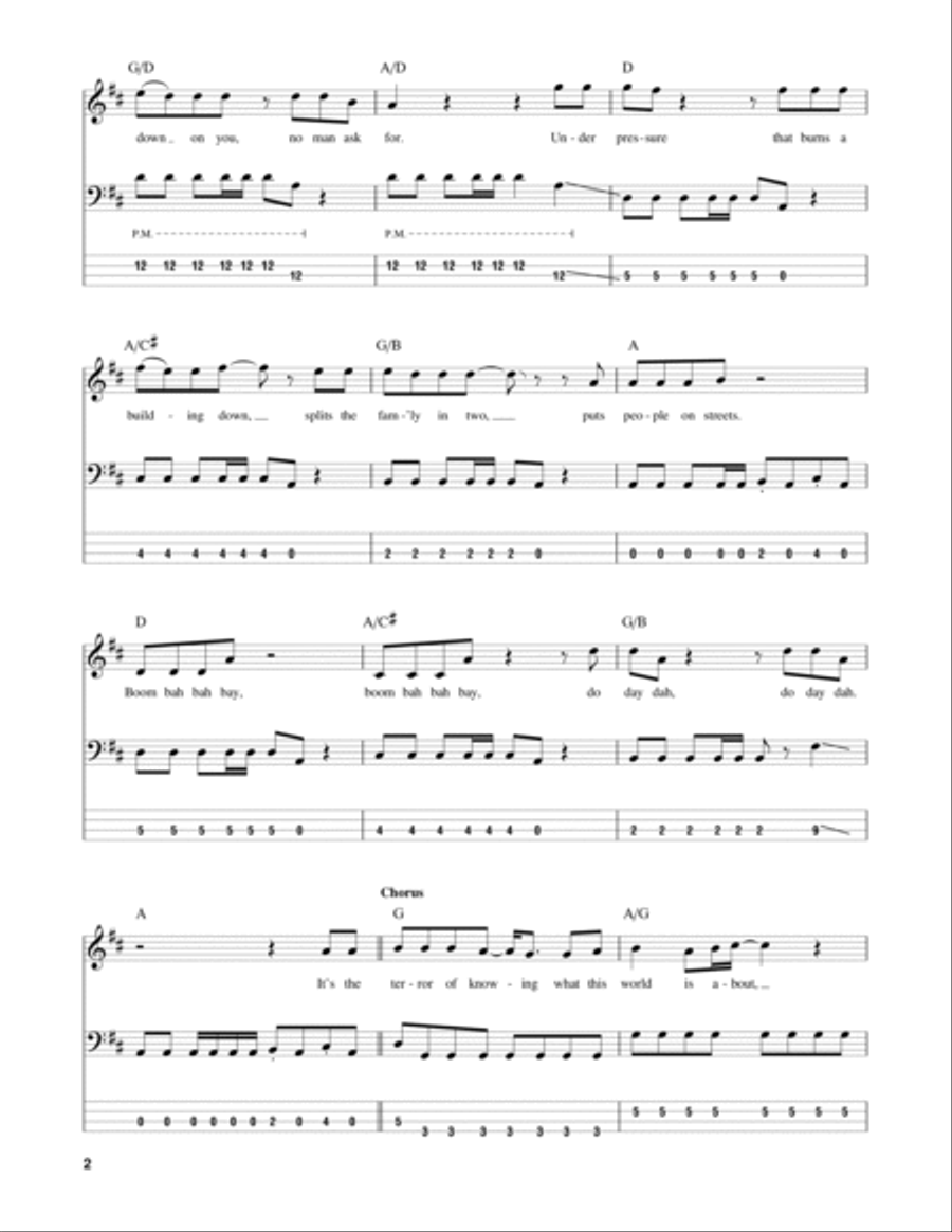 Under Pressure Guitar Tablature scores gallery preview page 2