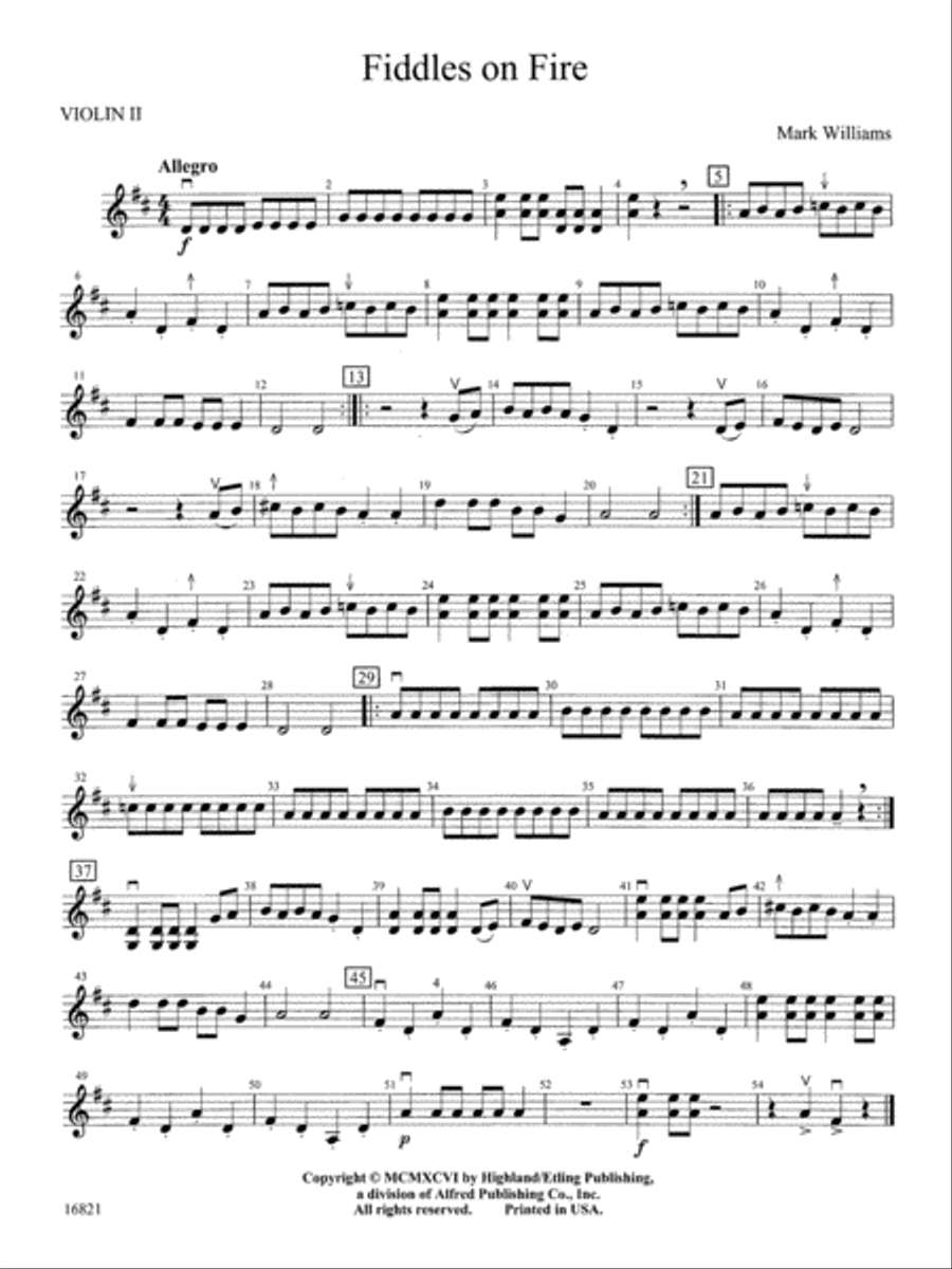 Fiddles on Fire: 2nd Violin String Orchestra scores gallery preview page 1