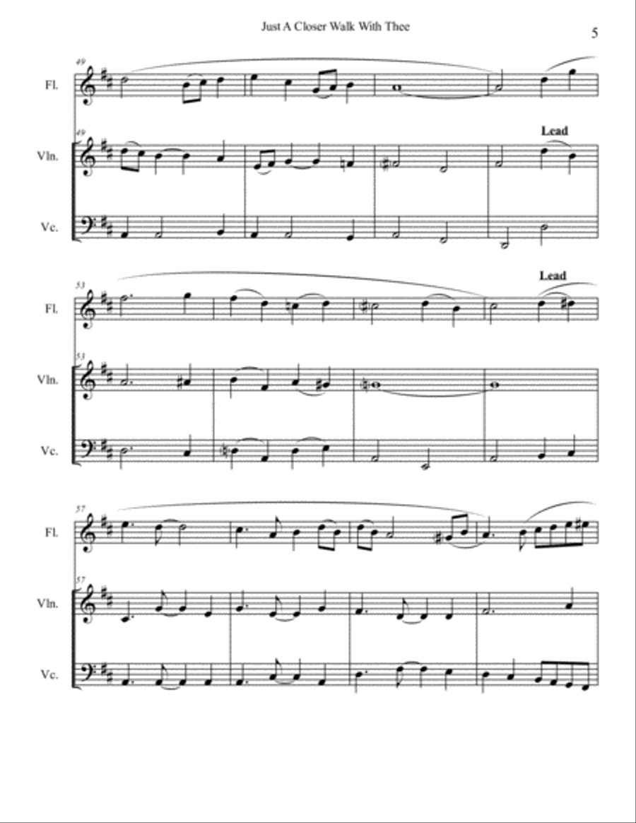 Just A Closer Walk With Thee - Trio (Flute or Clarinet, Violin and Cello) Small Ensemble scores gallery preview page 5