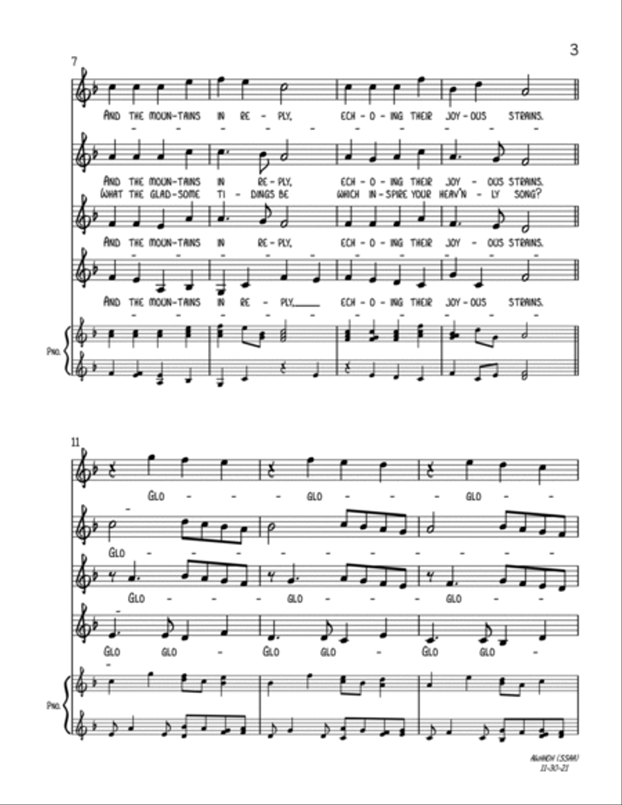 Angels We Have Heard On High (SSAA A Cappella) SSAA scores gallery preview page 3
