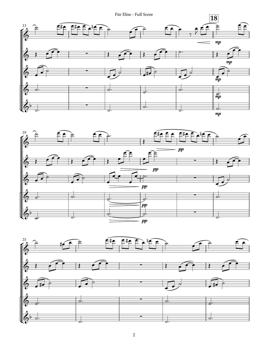 Für Elise (for Flute Quartet) Flute Quartet scores gallery preview page 6