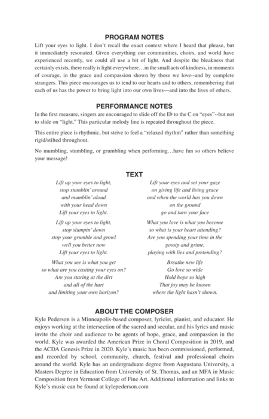 Lift Your Eyes To Light Lift Your Eyes To Light 3-Part scores gallery preview page 15