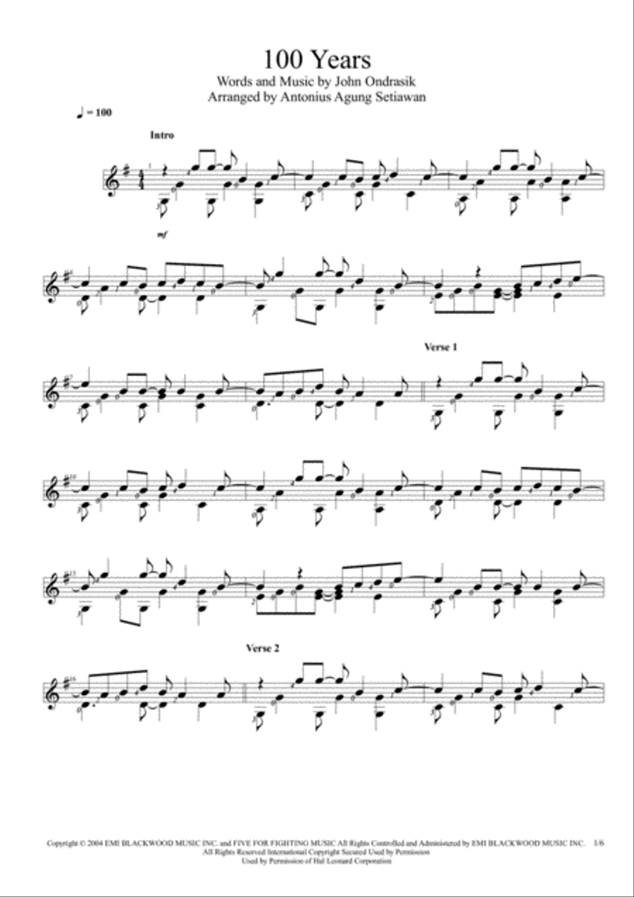 100 Years Electric Guitar scores gallery preview page 1