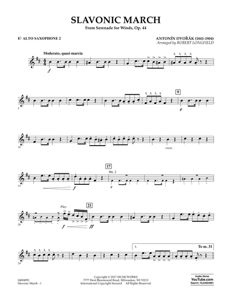 Slavonic March (from Serenade for Winds, Op. 44) - Eb Alto Saxophone 2