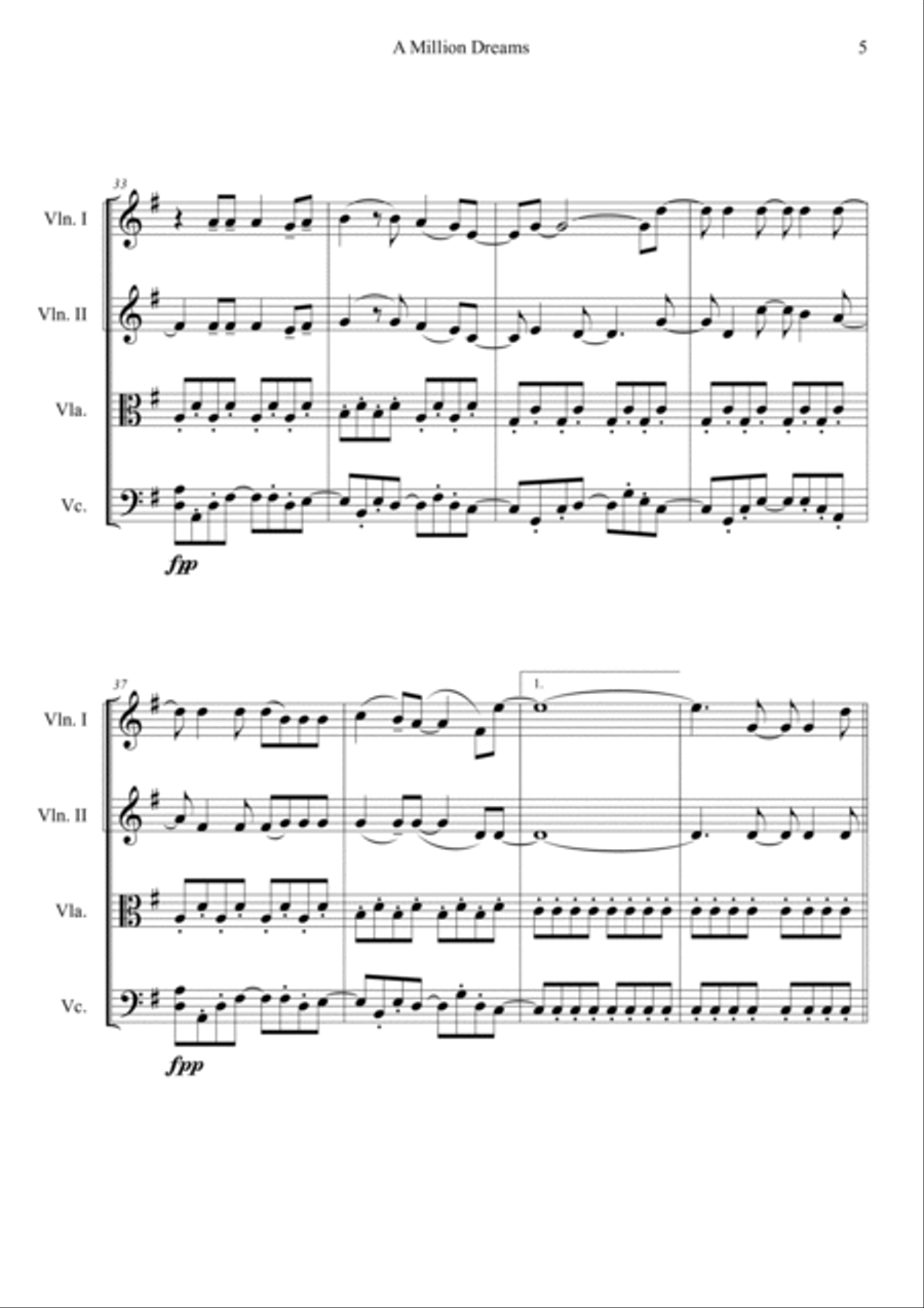 A Million Dreams String Quartet scores gallery preview page 6