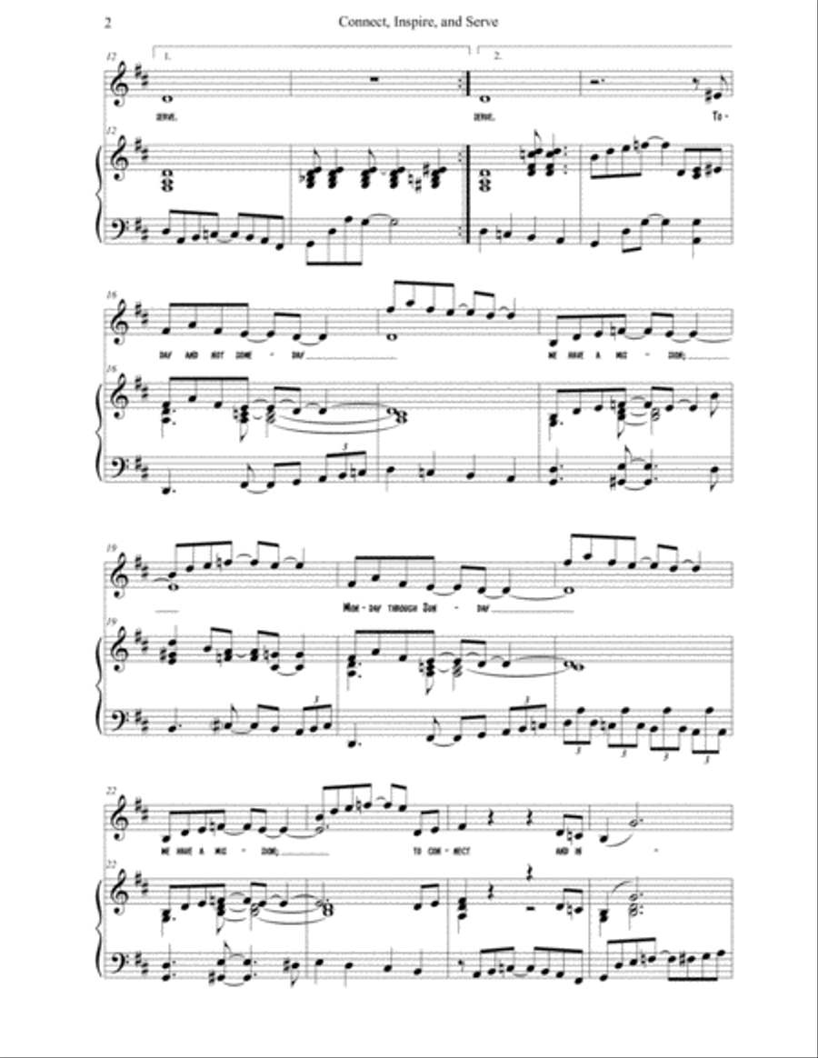 Connect, Inspire, and Serve Unison Choir scores gallery preview page 2