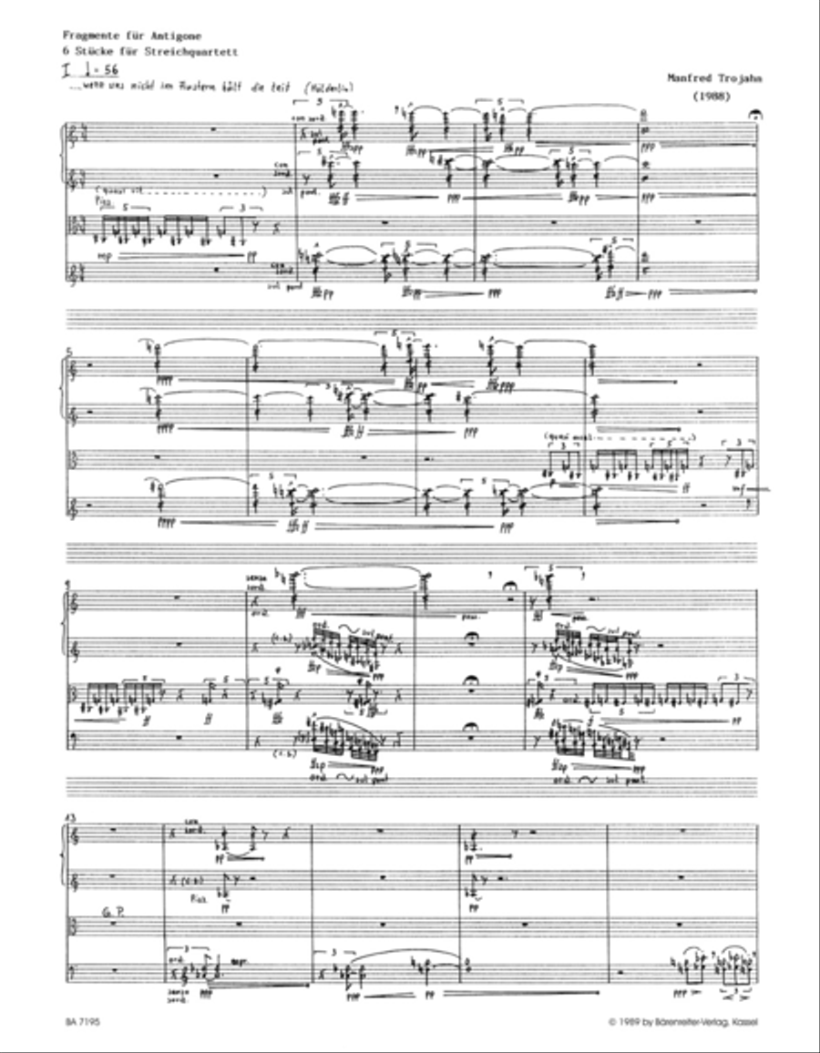 Fragmente für Antigone (1988) String Quartet scores gallery preview page 2