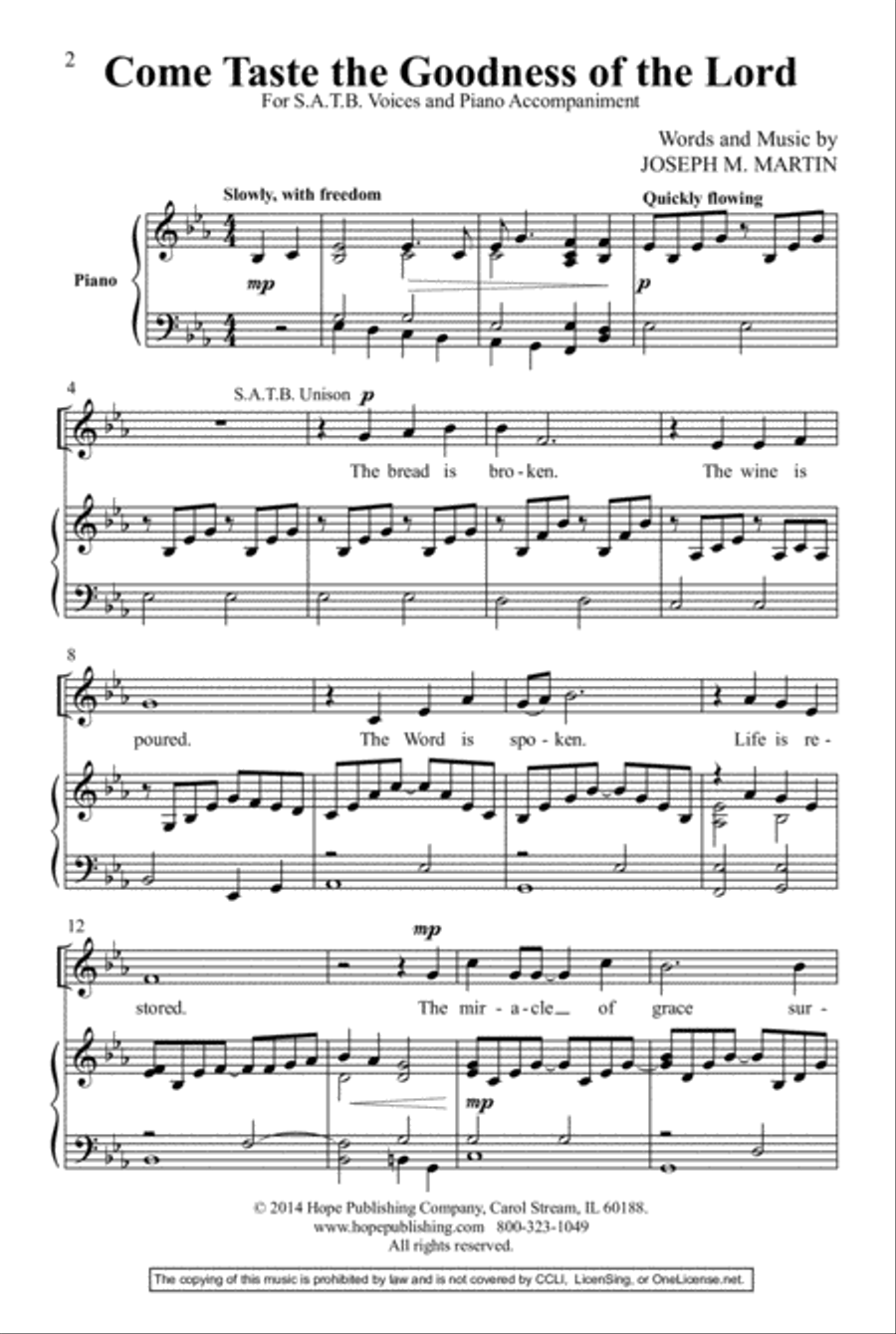 Come Taste the Goodness of the Lord 4-Part scores gallery preview page 3