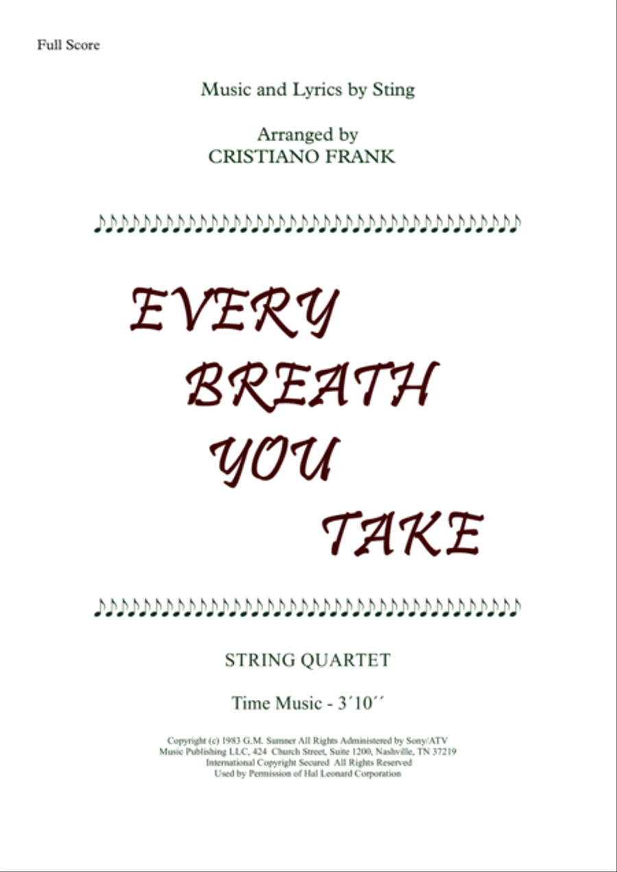 Every Breath You Take String Quartet scores gallery preview page 1