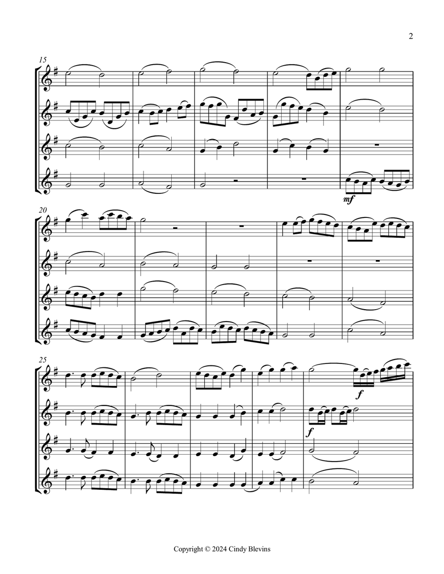 Pachelbel's Canon, for Three Clarinets and Bass Clarinet Clarinet Quartet scores gallery preview page 3