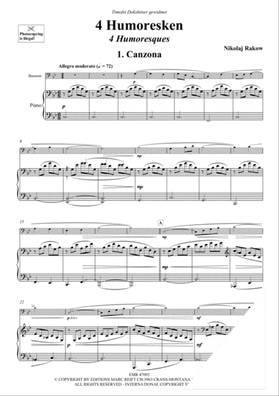 4 Humoresken Bassoon Solo scores gallery preview page 3