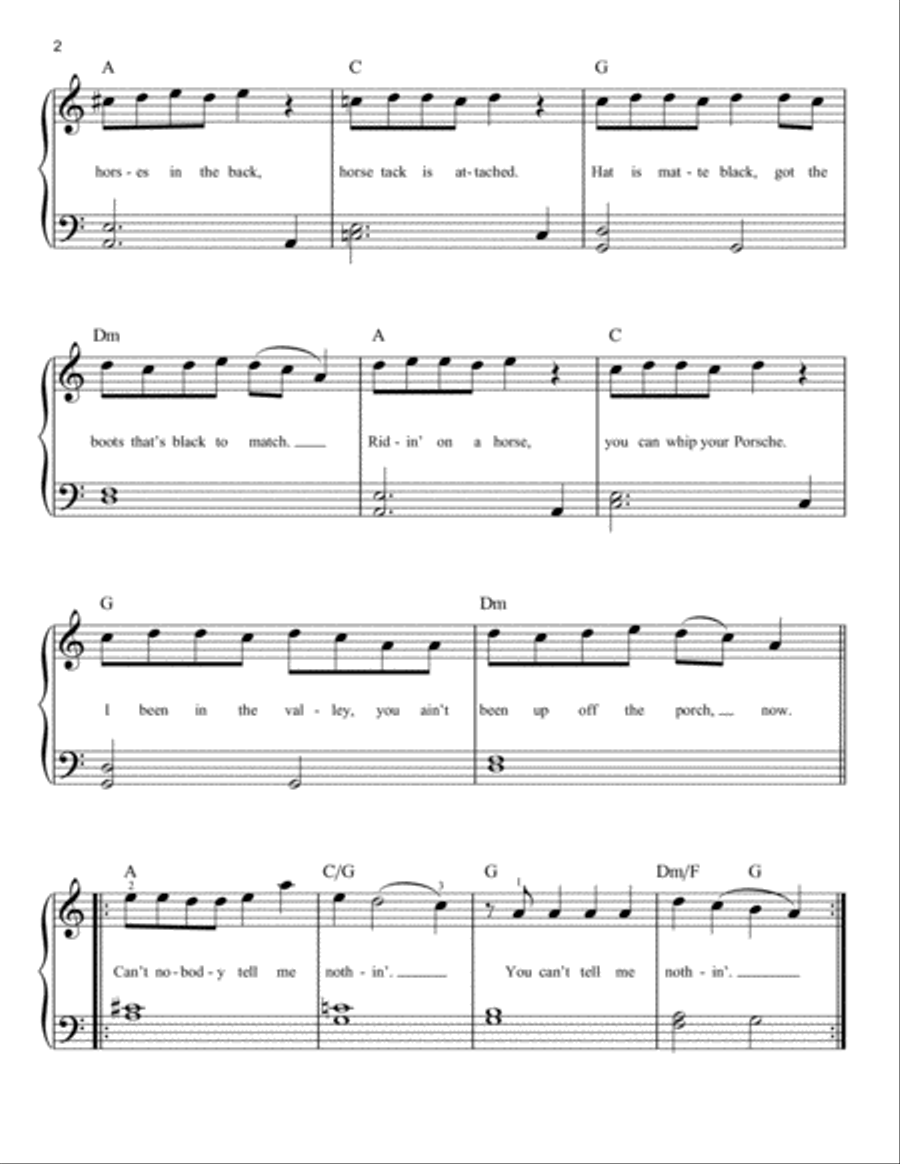 Old Town Road (Remix) Easy Piano scores gallery preview page 2