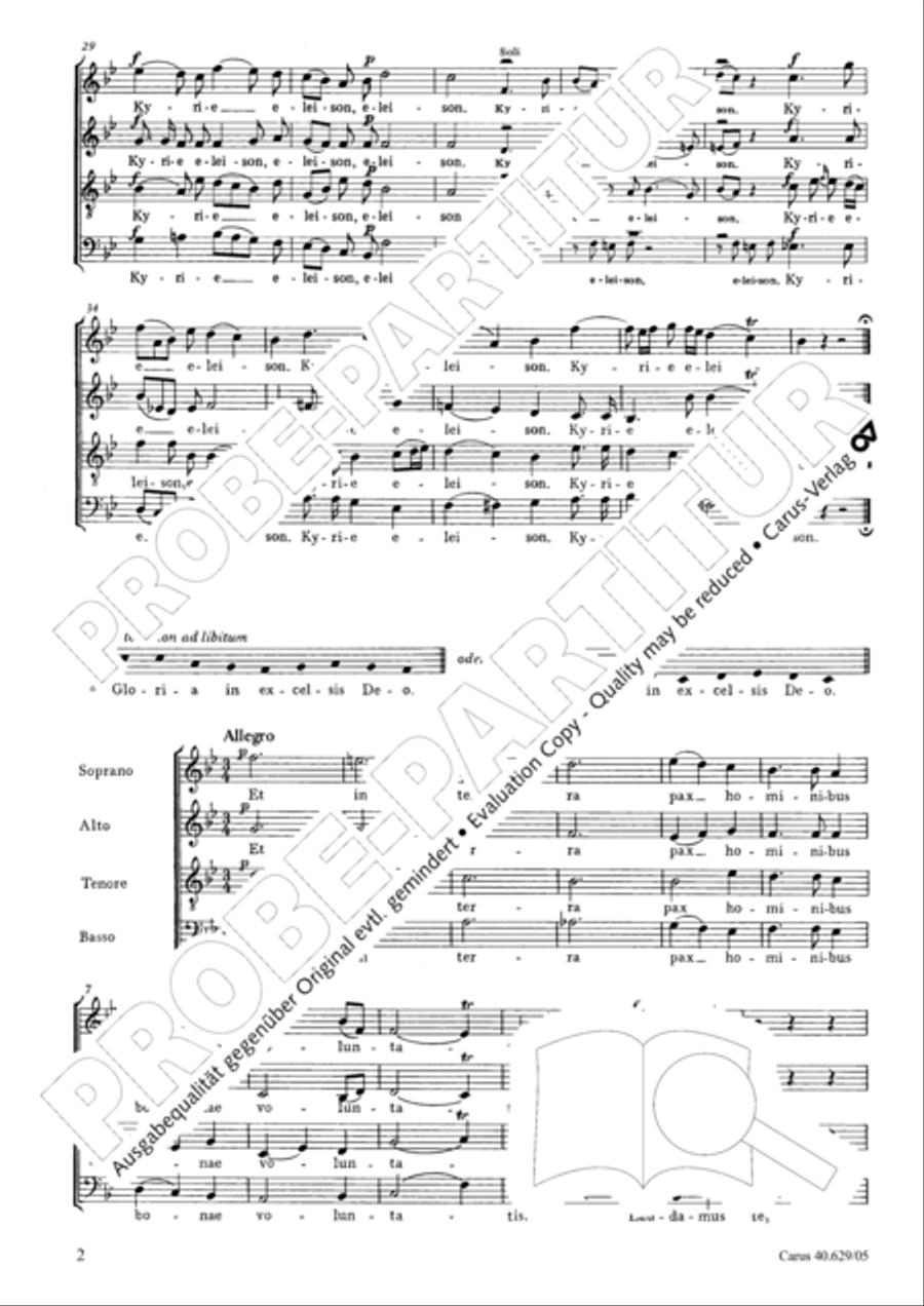 Missa brevis in B flat major 4-Part scores gallery preview page 3