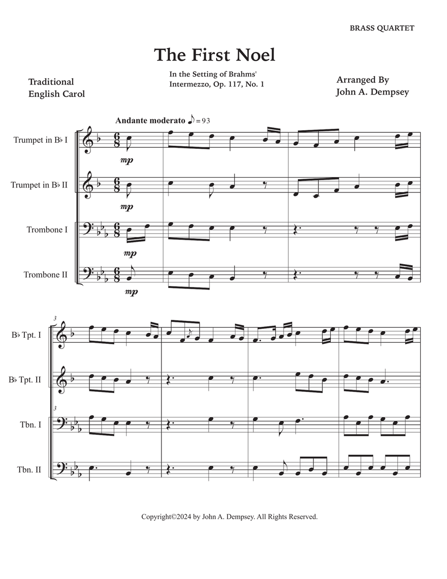 The First Noel (Brass Quartet): Two Trumpets and Two Trombones Brass Quartet scores gallery preview page 5