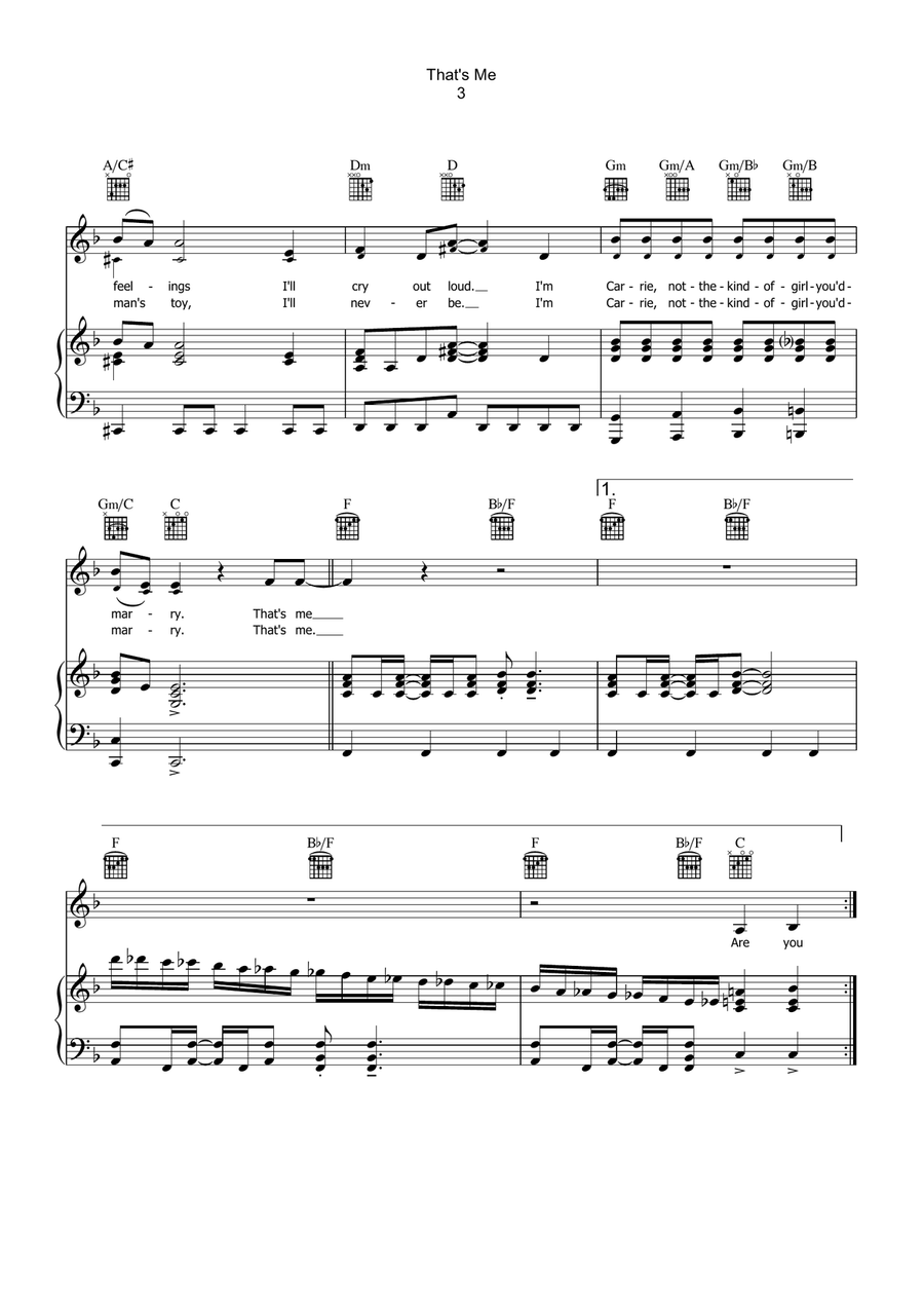 That's Me Piano, Vocal, Guitar scores gallery preview page 3