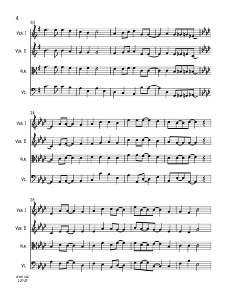 Hark! The Herald Angels Sing (String Quartet) String Quartet scores gallery preview page 4