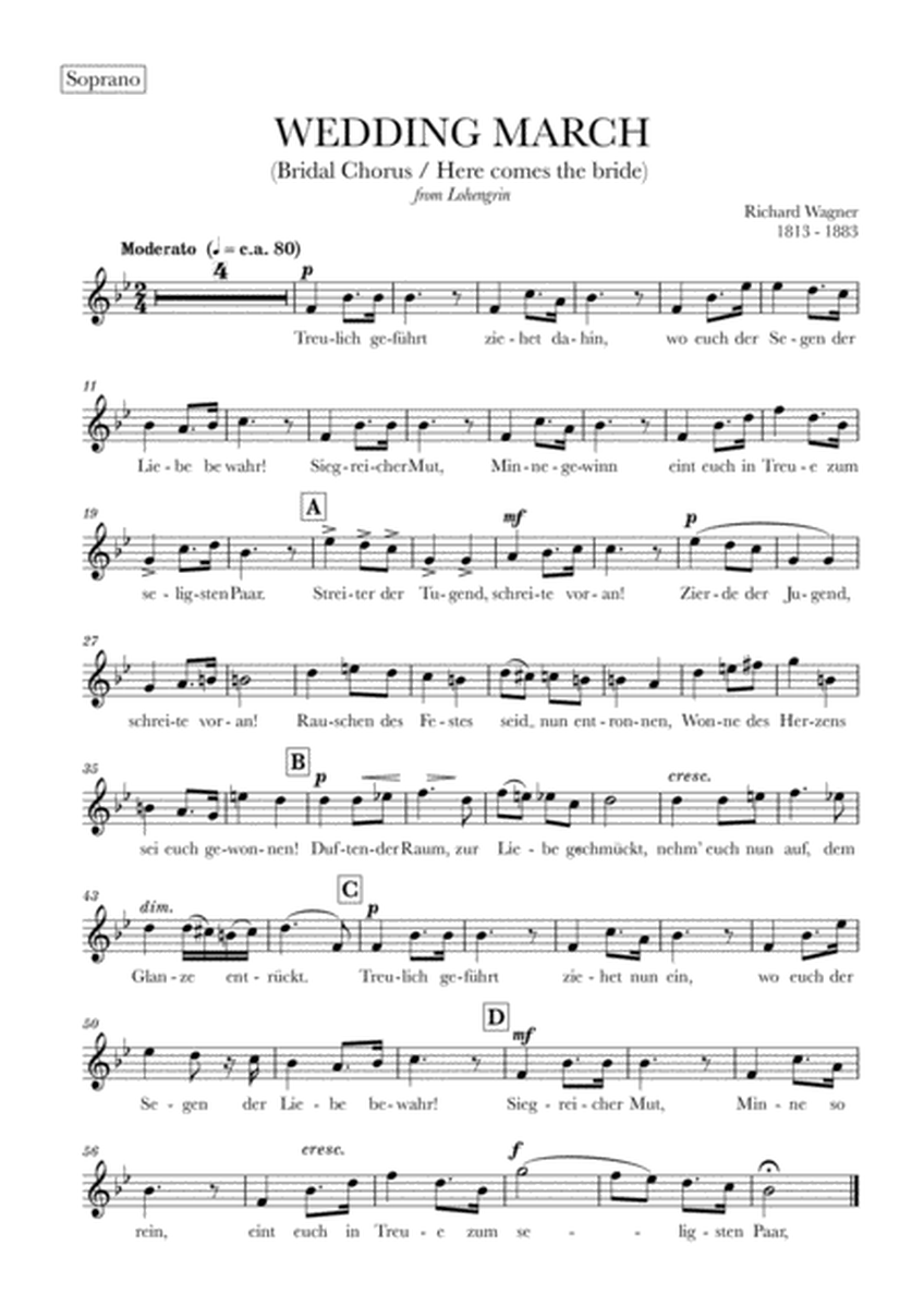 Wedding March (Bridal Chorus - Here comes the Bride) for Piano and SATB image number null