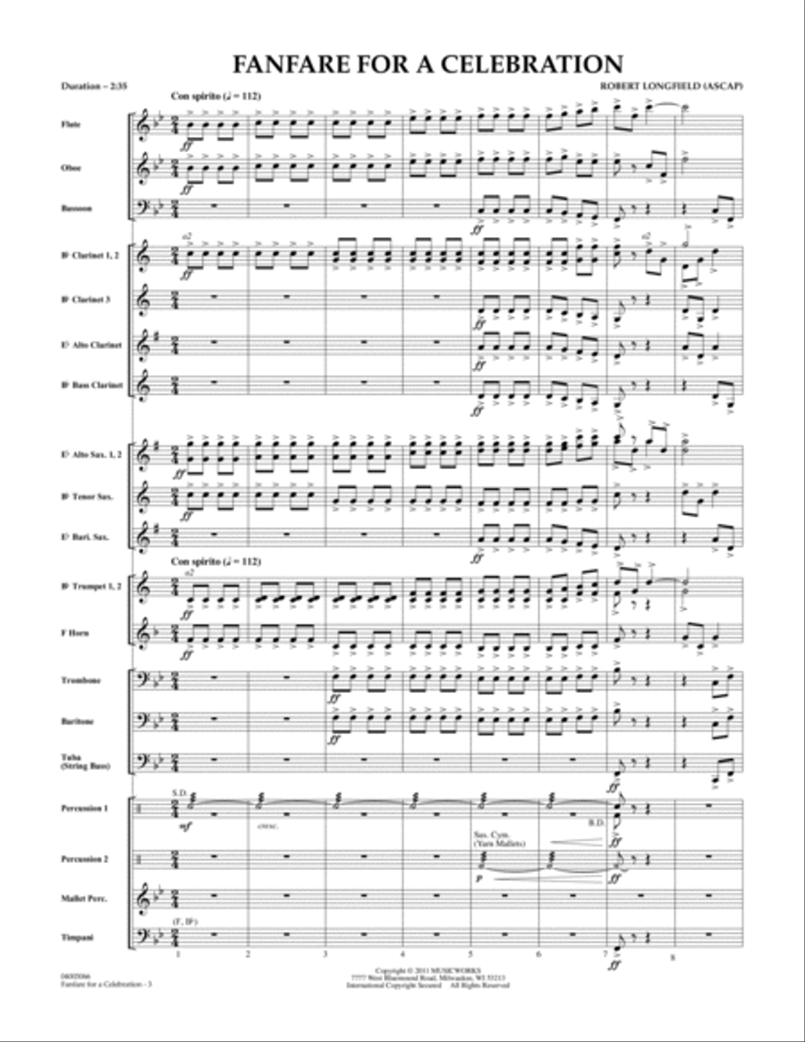 Fanfare For A Celebration - Full Score Concert Band scores gallery preview page 3