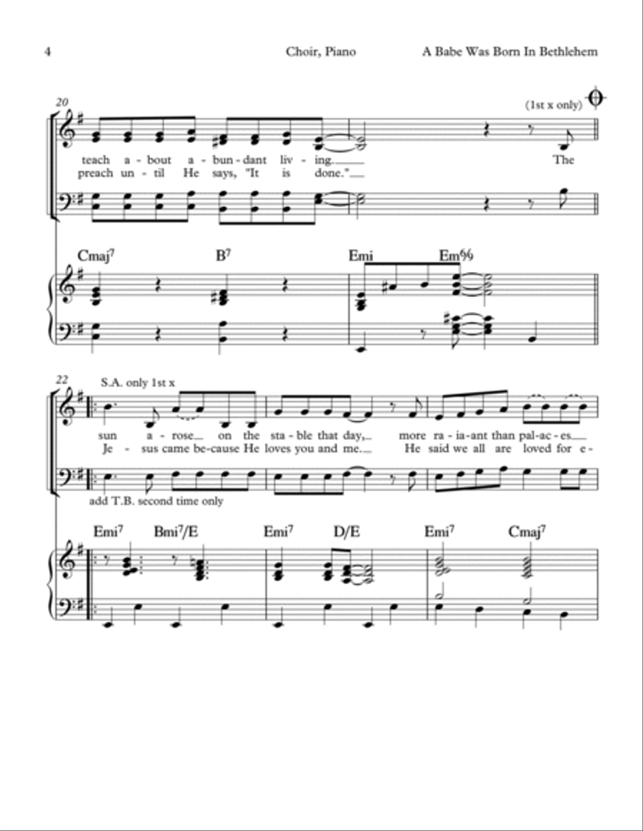A Babe was Born in Bethlehem Piano, Vocal, Guitar scores gallery preview page 4