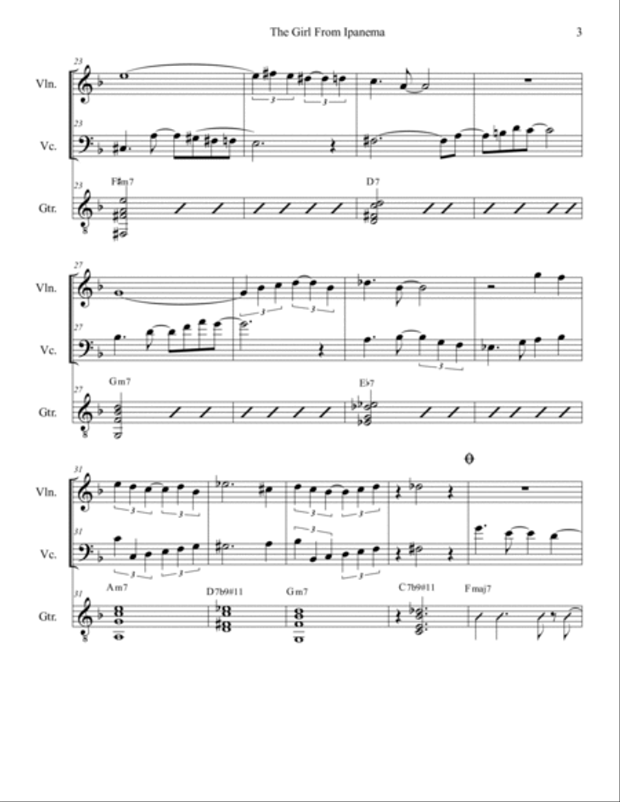 The Girl From Ipanema (garôta De Ipanema) Chamber Music scores gallery preview page 3