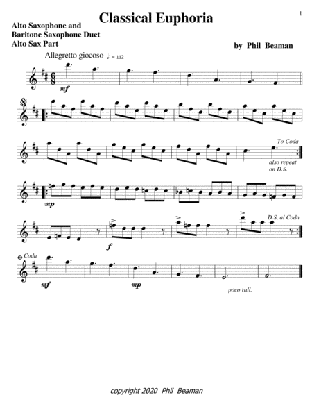 Classical Euphoria-alto sax/bari sax duet image number null