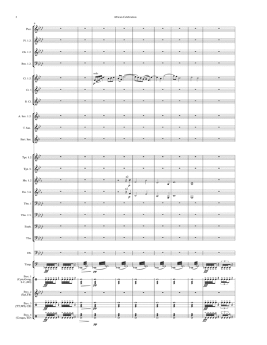 An African Celebration (for Grade 5 Symphonic Band) Score and Parts Concert Band scores gallery preview page 2