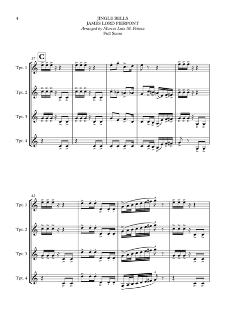 Jingle Bells - Trumpet Quartet Brass Ensemble scores gallery preview page 6