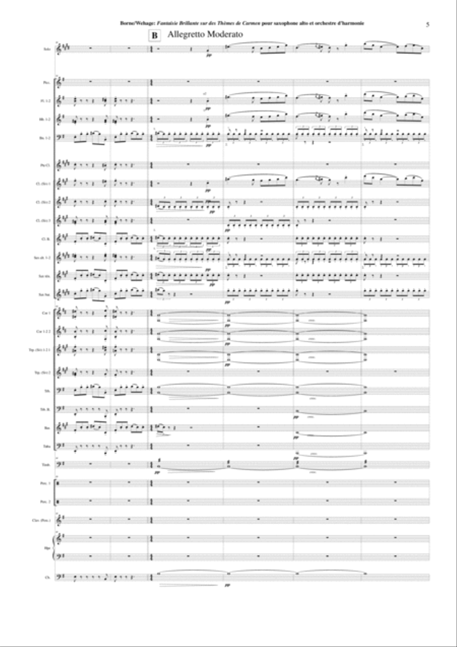 Fantaisie Brillante sur des Thèmes de Carmen for alto saxophone and concert band, score and solo par Concert Band scores gallery preview page 5
