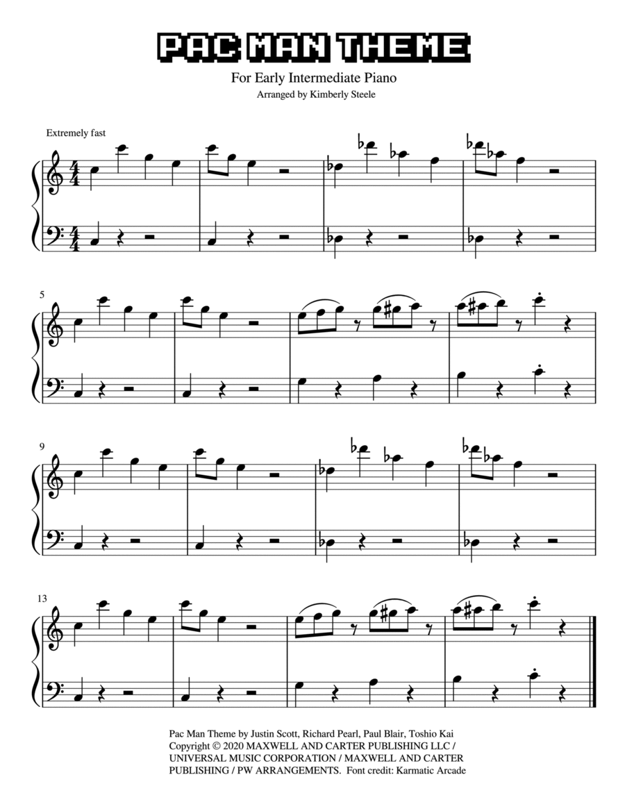 Pac Man Piano Solo scores gallery preview page 1
