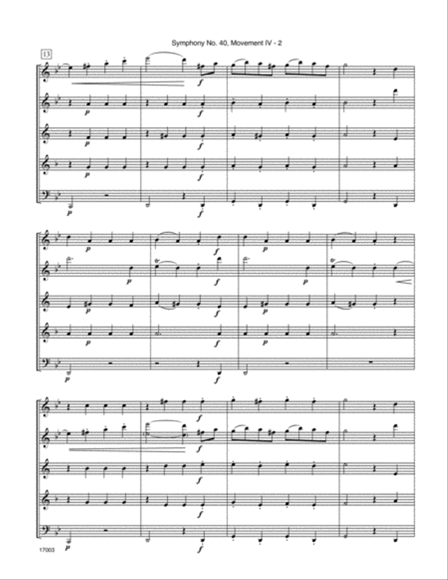 Symphony No. 40, Movement IV (Allegro Assai) Woodwind Quintet scores gallery preview page 3