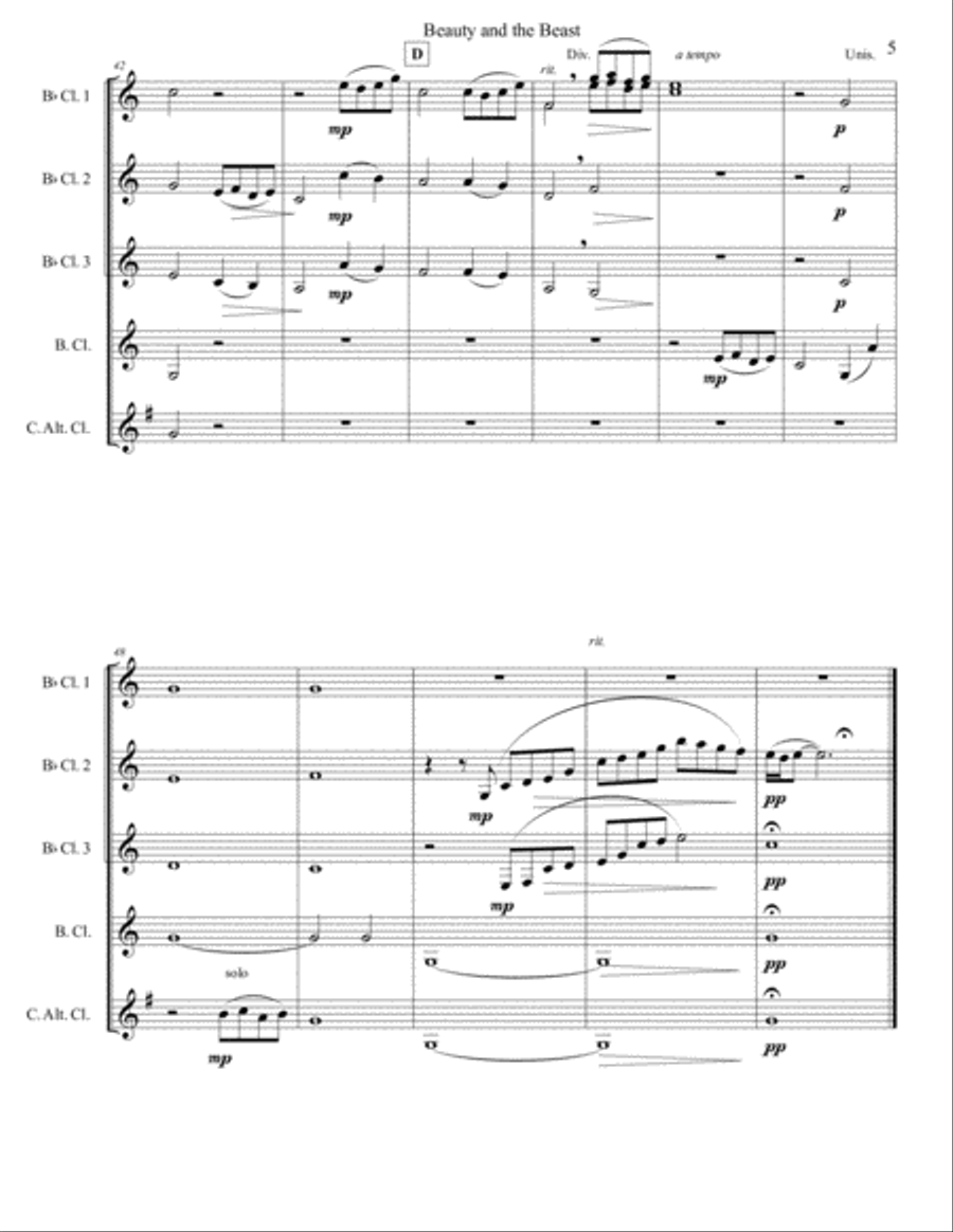 Beauty And The Beast Woodwind Ensemble scores gallery preview page 5