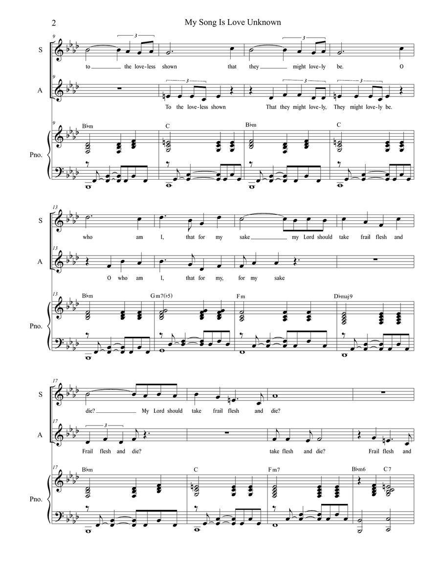 My Song Is Love Unknown (Duet for Soprano and Alto Solo) Alto Voice scores gallery preview page 2