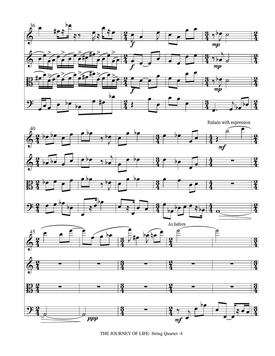 THE JOURNEY OF LIFE (String Quartet with Parts) by Gary Lanier String Quartet - Digital Sheet Music page 4