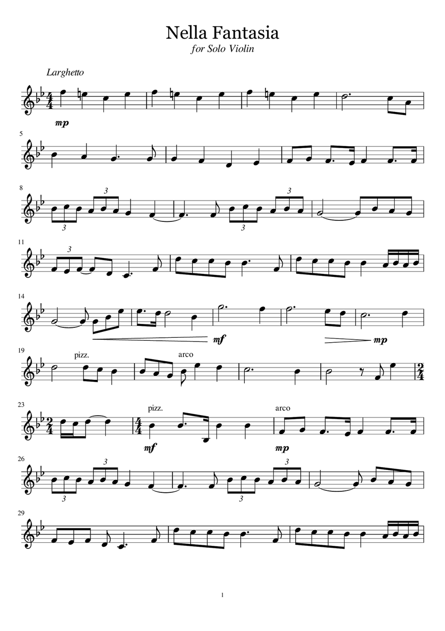 Nella Fantasia Violin Solo scores gallery preview page 1