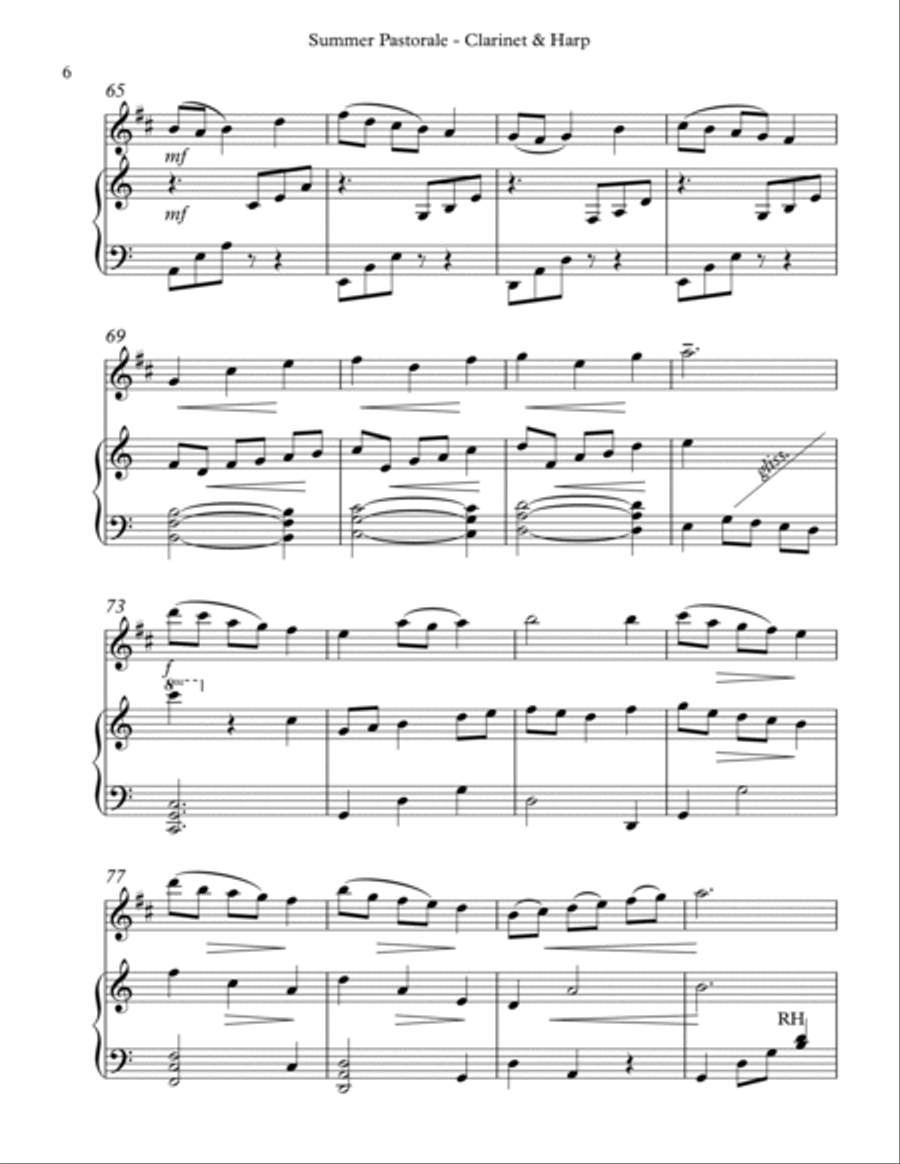Summer Pastorale, Duet for Bb Clarinet & Harp image number null