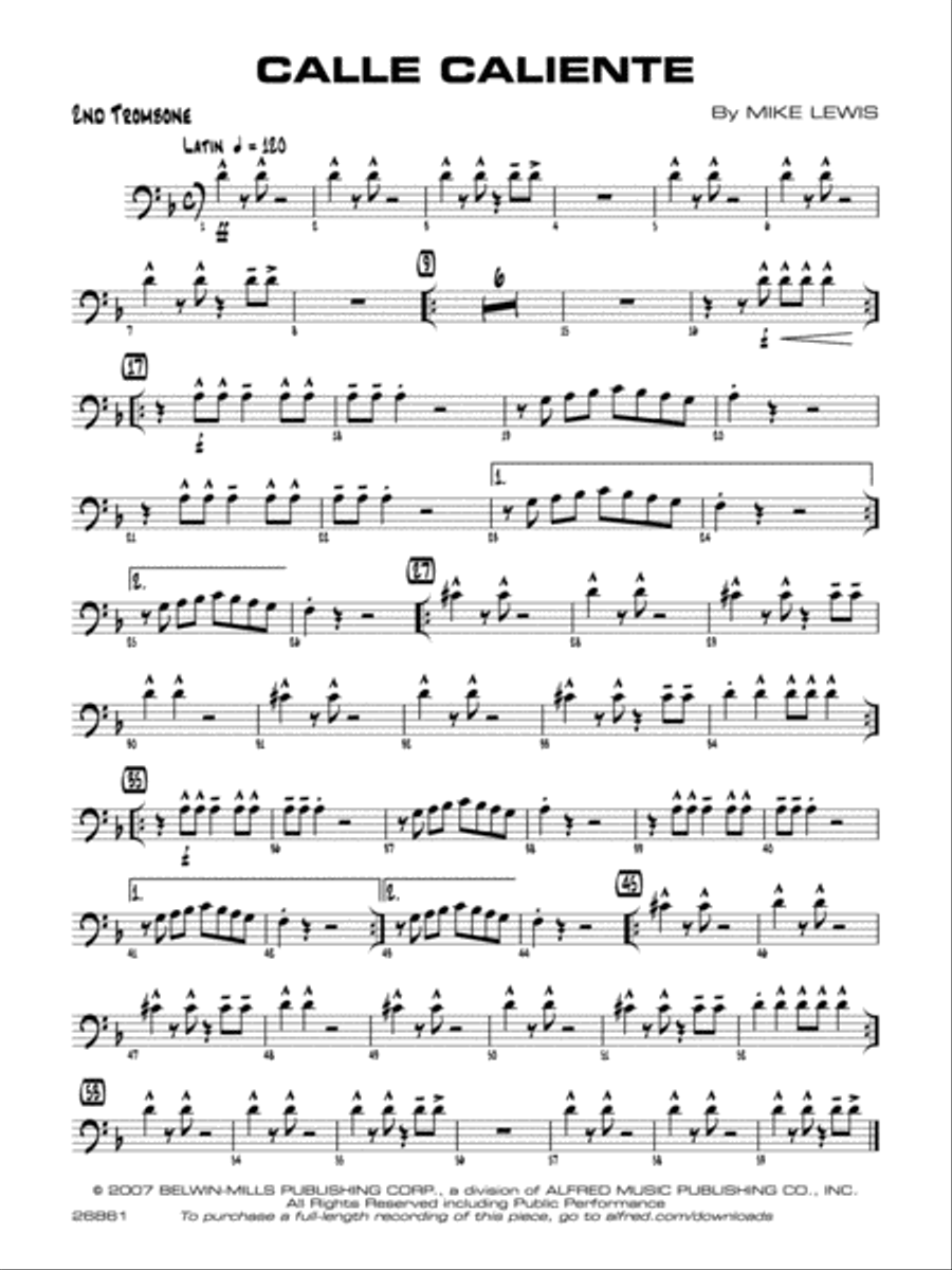 Calle Caliente: 2nd Trombone Jazz Ensemble scores gallery preview page 1
