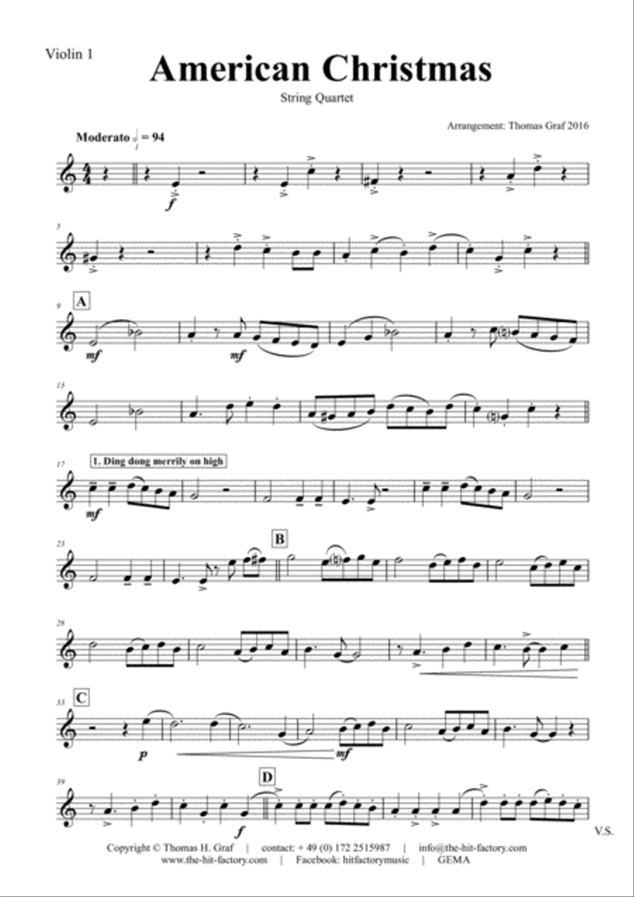 American Christmas - Mash up Rondo of best Christmas Songs - String Quartet String Quartet scores gallery preview page 6