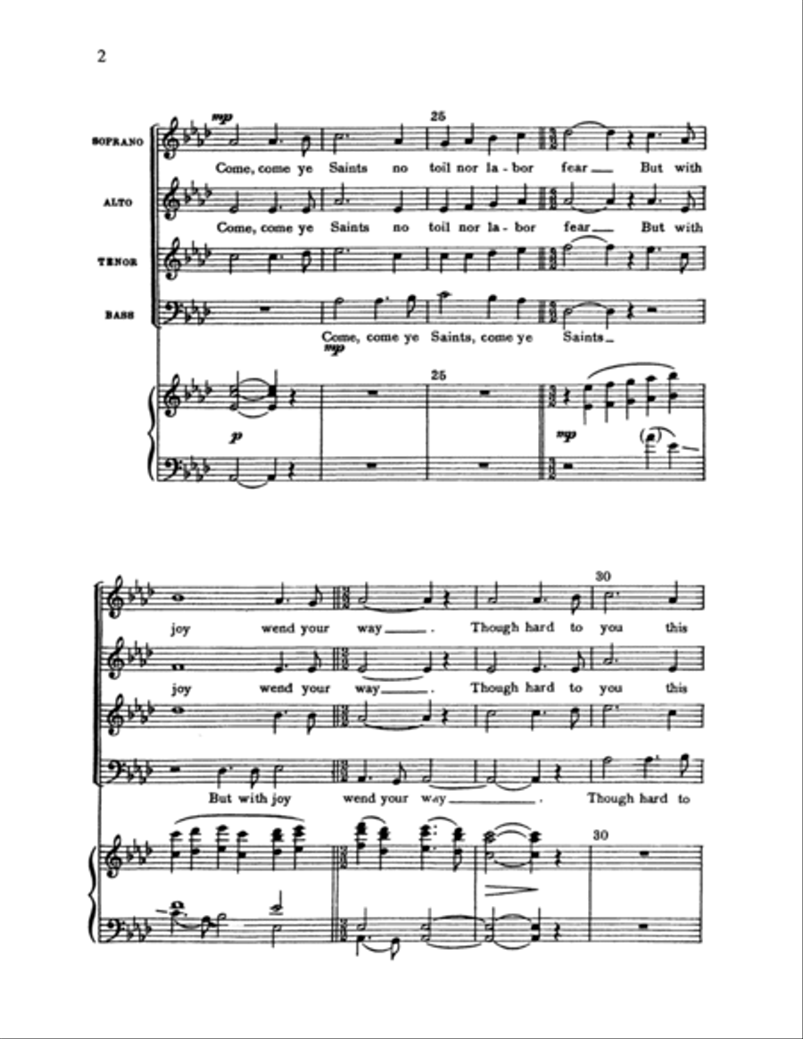 Come, Come Ye Saints Come, Come Ye Saints 4-Part scores gallery preview page 2