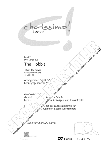 The Hobbit. Three Arrangements for youth choir (SSA) by Enjott Schneider