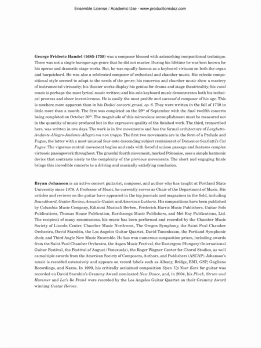 Concerto grosso, opus 6, no. 3 Guitar Ensemble scores gallery preview page 2