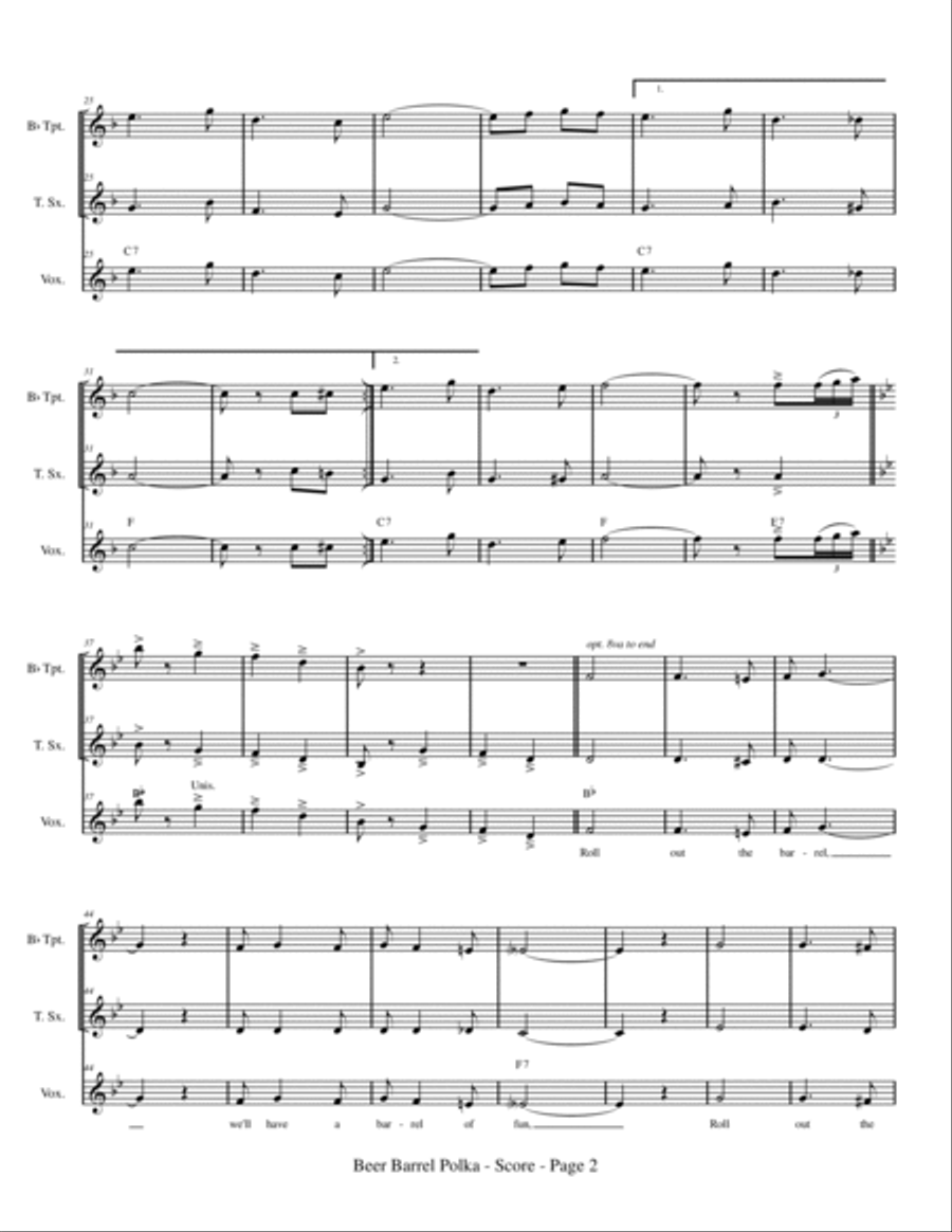 Beer Barrel Polka (roll Out The Barrel) Small Ensemble scores gallery preview page 4